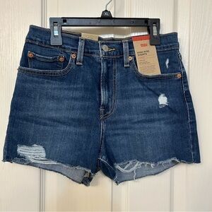 Levi's Women’s Distressed High Rise Denim Shorts in Dark Wash Size 27